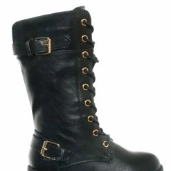 Forever Link Mango27K Childrens Lace Up Combat Boots - Boy Girls Calf High Lace Up Shoe