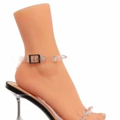 Anne Michelle Pleasure03 Clear Studded High Heel Women's Dress Sandal New