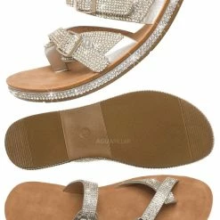 Top Moda Tyson38 Rhinestone Crystal Bendable Slipper Sandal, Women Summer Slides New