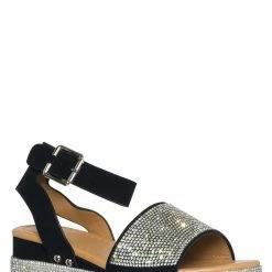 Forever Link New Luxury96K Kids Rhinestone Glitter Flatform Sandal - Little Girl Crystal Platform