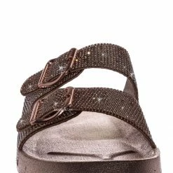 Bamboo Luster01 Rhinestone Molded Footbed Sandal - Contoured Crystal Slip On Slipper