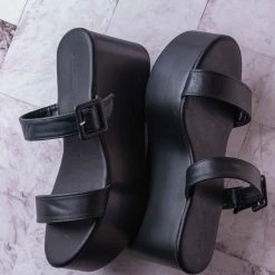 Bamboo Cactus04 Retro Flatform Sandal - Women Thick Platform Double Strap Slides