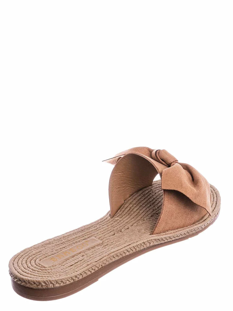 Bamboo Athena12 Espadrille Woven Knotted Bow Slides - Jute Rope Weaved Slip On Sandal
