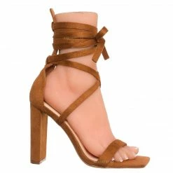 Liliana Novax11 Ribbon Leg Wrap Block Heel Sandal, Women Dress Shoes New