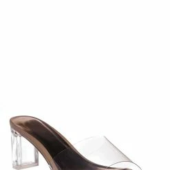 Bamboo Lucent01 Block Heel Glass Slipper, Clear Vinyl Dress Sandal