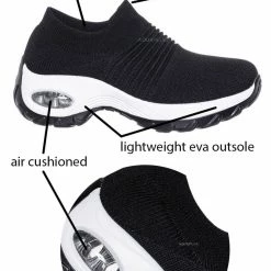 Forever Link New Impact15 Slip On Sock Sneaker - Retro Knitted Cushioned Stretch Knit Snockers