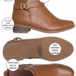 Top Moda Alana1 Elastic Chelsea Belted Ankle Bootie, Moto Block Heel Cowboy Biker Boot