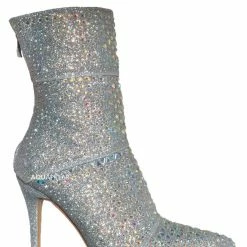 Forever Link Event98 Rhinestone Studded Stiletto Bootie- Womens Crystal Ankle Height Boot