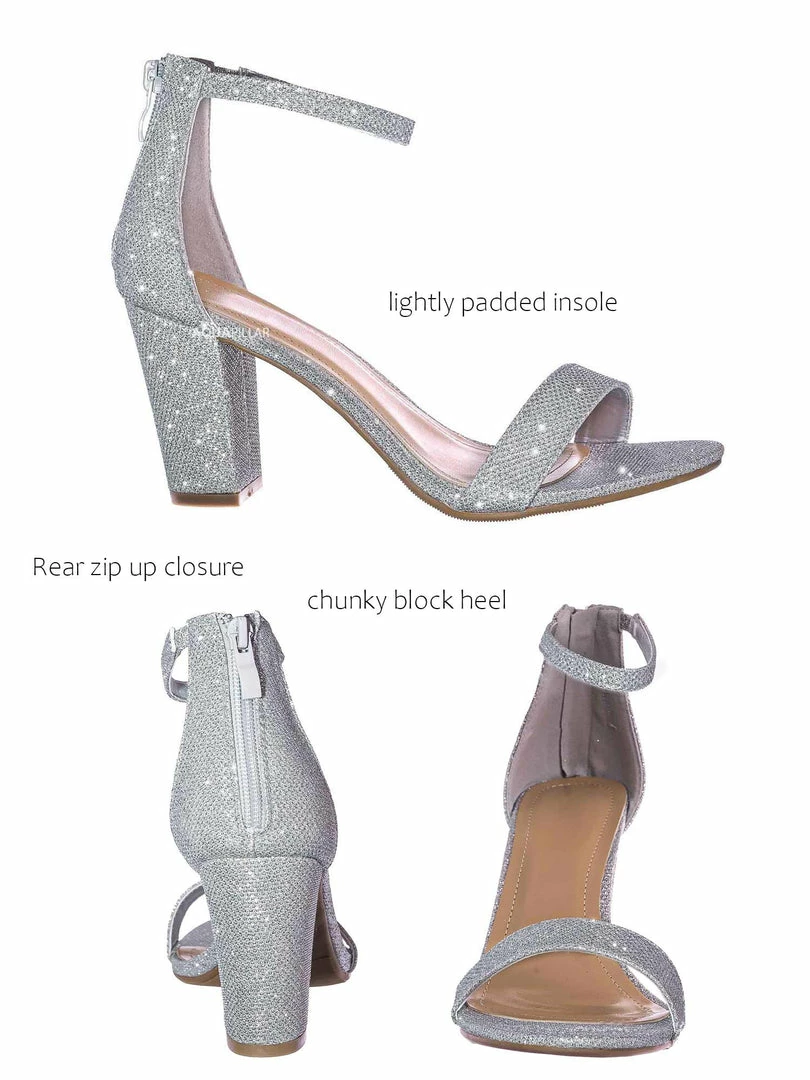 Top Moda Hannah1 Chunky Heel Two Piece Sandal - Women Evening Open Toe Dress Shoes New