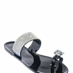 Wild Diva Jolie10 Rhinestone Jelly Toe Ring Sandals - Womens Crystal Pvc Toe Loop Glides New