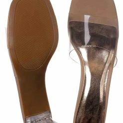 Bamboo Lucent01 Block Heel Glass Slipper, Clear Vinyl Dress Sandal