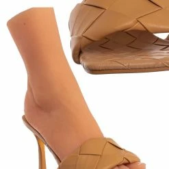 Forever Link New Square02 Basket Woven High Heel Mule - Women's Slide Sandal