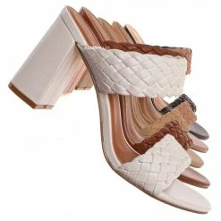 X2B Meg1 Block Heel Braided Mule, Women's Chunky Slide Sandal