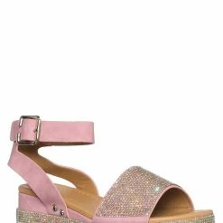 Forever Link New Luxury96K Kids Rhinestone Glitter Flatform Sandal - Little Girl Crystal Platform