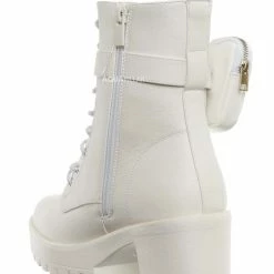 Forever Link New Pacific33 Utilitarian Combat Boots W Pouch - Lace Up Heel Bootie