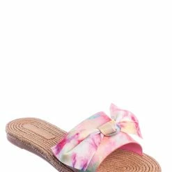 Bamboo Athena12 Espadrille Woven Knotted Bow Slides - Jute Rope Weaved Slip On Sandal