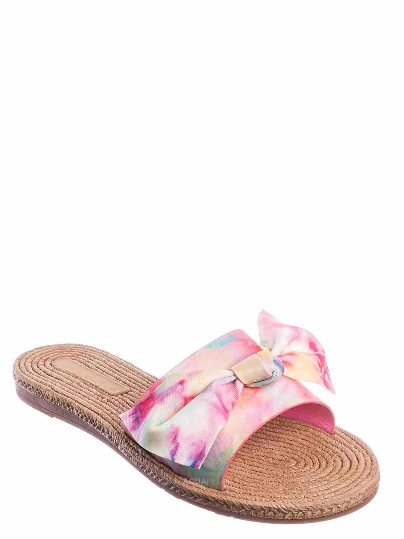 Bamboo Athena12 Espadrille Woven Knotted Bow Slides - Jute Rope Weaved Slip On Sandal