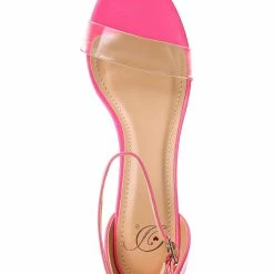 Delicious Share Block Heel Lucite Sandal - Women Chunky Open Toe W Transparent Strap