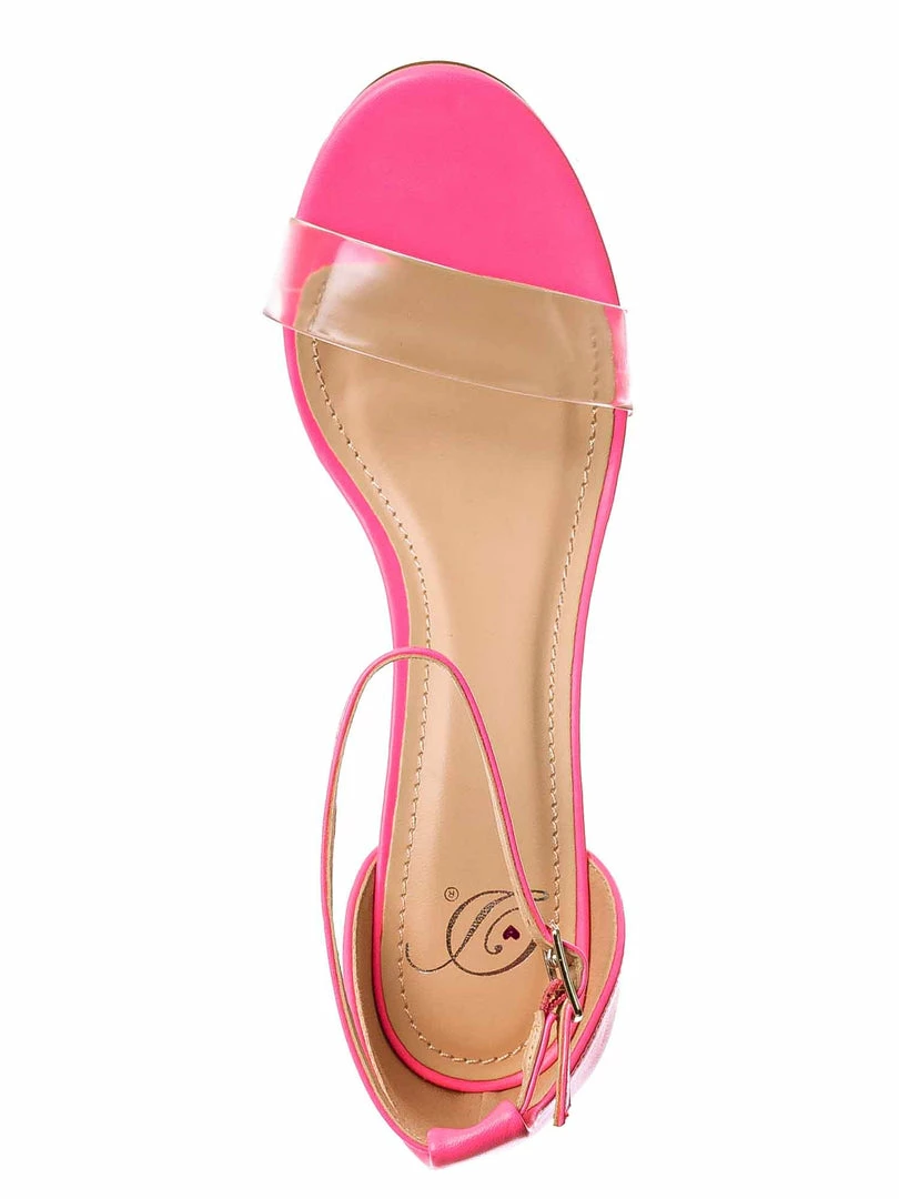 Delicious Share Block Heel Lucite Sandal - Women Chunky Open Toe W Transparent Strap