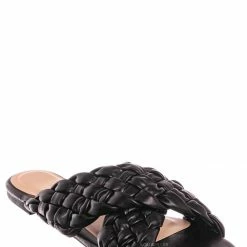 Bamboo Kick61 Thick Braided Woven Slides - Womens Open Squared Toe Slip On Mule Slipper New