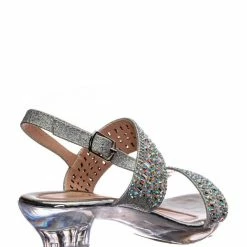 Fabulous New Nora1 Girls Rhinestone Crystal Sandal - Childrens Open Toe Glass Heel Dress Shoe