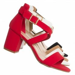 Top Moda Delia6 Block Heel Cross Strap Sandal, Women Strappy Dress Shoes