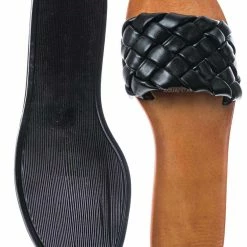 Bamboo Sunbathe78 Flat Puffy Woven Sandal - Women Summer Open Toe Slide In Weaving Mule New