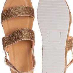 Forever Link New Lakota46 Rhinestone Espadrille Footbed Flatform Women Sandal