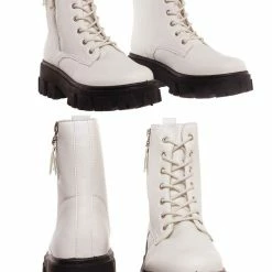 Forever Link Atlantic06 Double Zipper Lace Up Combat Bootie New