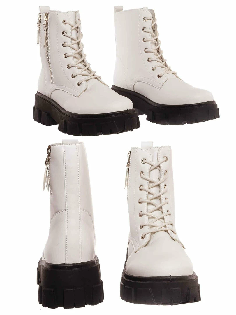 Forever Link Atlantic06 Double Zipper Lace Up Combat Bootie New