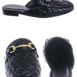 CityClassified New Terrace Puffy Quilted Flat Loafer Mule - Women Slipper W Horse Bit Detail