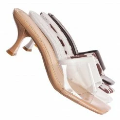 Anne Michelle Align03 Square Toe Slide In Mule - Women High Heel Slipper Cow Vinyl New