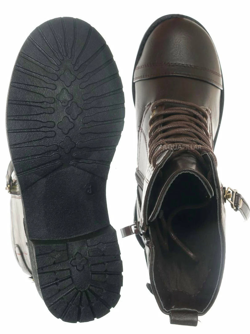 Forever Link Mountain81K Childrens Zip Up Combat Boots - Boy Girl Calf High Shoes