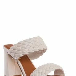 X2B Meg1 Block Heel Braided Mule, Women's Chunky Slide Sandal