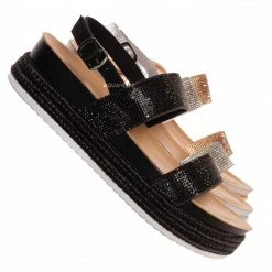 Forever Link New Lakota46 Rhinestone Espadrille Footbed Flatform Women Sandal