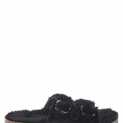 Bamboo New Defeat63 Faux Fur Molded Footbed Slipper - Furry Slide In Cork Slide Sandal