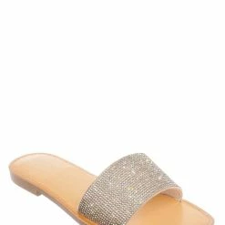 Soda Justice Rhinestone Crystal Flat Slides - Womens Shimmering Slipper Summer Sandal New
