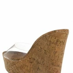 Bamboo Chosen18 Clear Platform Wedge Mule - Womens Cork Sandal