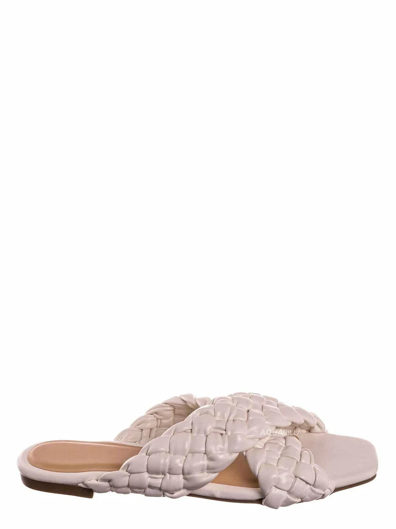 Bamboo Kick61 Thick Braided Woven Slides - Womens Open Squared Toe Slip On Mule Slipper New