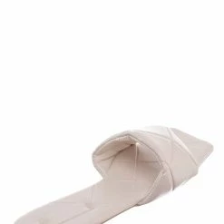 Bamboo New Block22 Quilted Flat Slipper Sandal - Womens Open Square Toe Slides