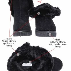 Bamboo Cozette03 Foldable Winter Faux Fur Slipper Bootie - Fold Shearling Snow Shoe New