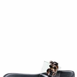 Bamboo New Laughter24 Oversized Chain On Lucite Vinyl Strap - Summer Slip On Slide Sandal