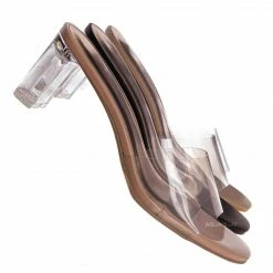 Bamboo Lucent01 Block Heel Glass Slipper, Clear Vinyl Dress Sandal