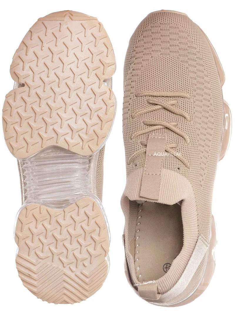 Forever Link Flow19 Stretch Elastic Mesh Sneaker - Festival Lace Up Rubber Air Bubble Cushion