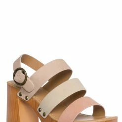 CityClassified Truly Lightweight Wooden Open Toe Clog, Women Block Heel Sandal New