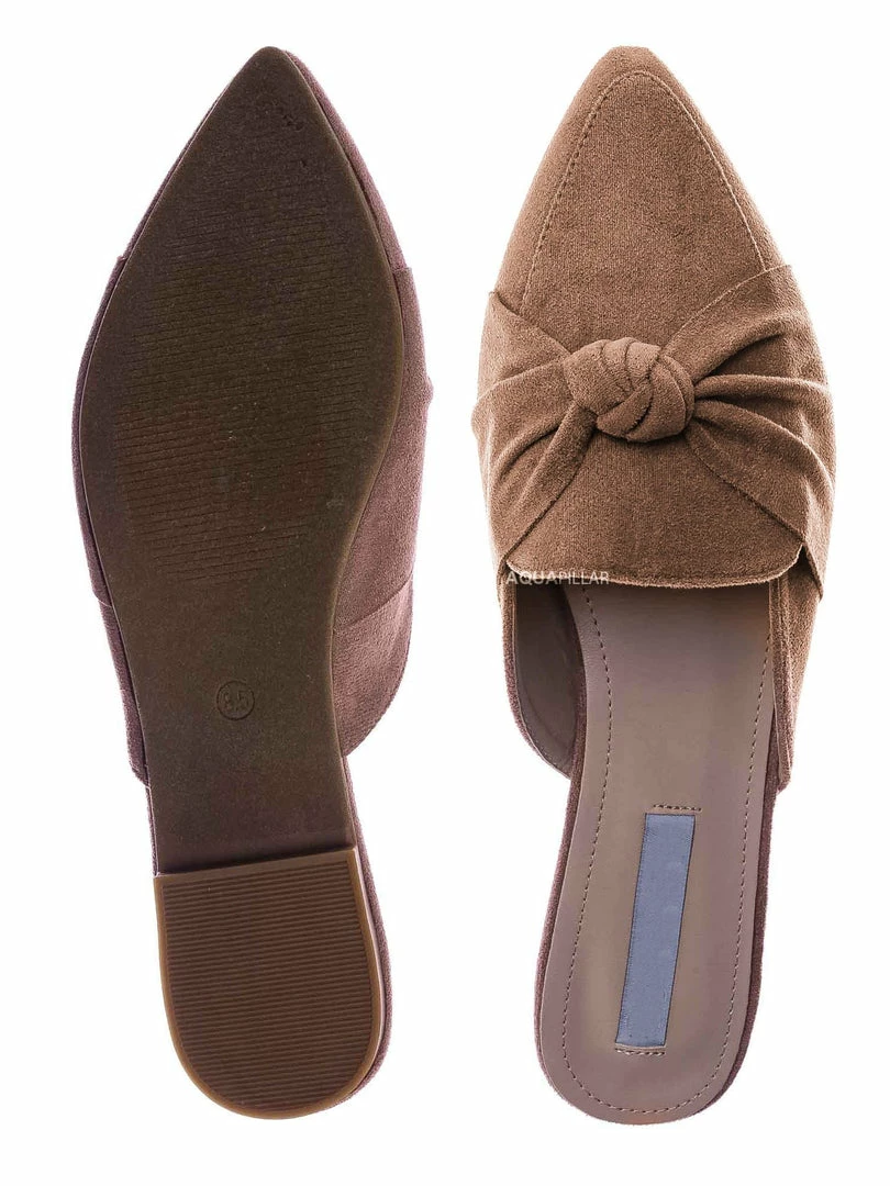 Forever Link Mules11 Knotted Pointed Toe Slides - Women's Slide In Close Toe Slipper New