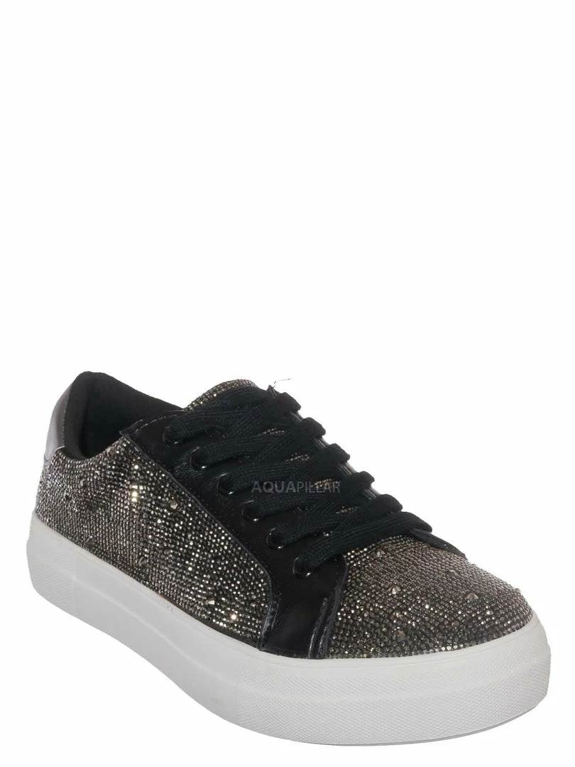 Soda Zeno Rhinestone Crystal Platform Sneaker - Womens Bling Athleisure Shoe