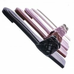 Bamboo Block19 Woven Braided Band Slipper - Womens Open Squared Toe Slip On Flat Sandal