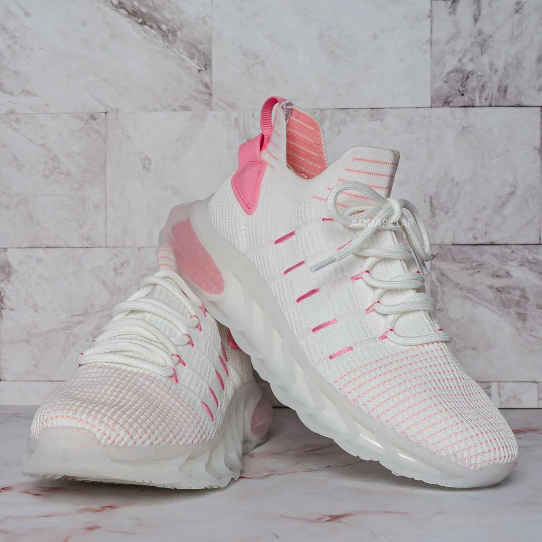 La Shailah Format11 Elastic Knitt Mesh Rubber Sneaker, Athleisure Tennis Trainer Shoes