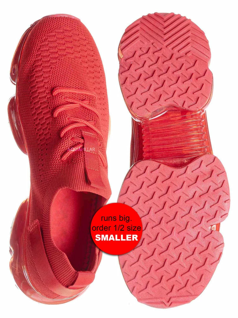 Forever Link Flow19 Stretch Elastic Mesh Sneaker - Festival Lace Up Rubber Air Bubble Cushion